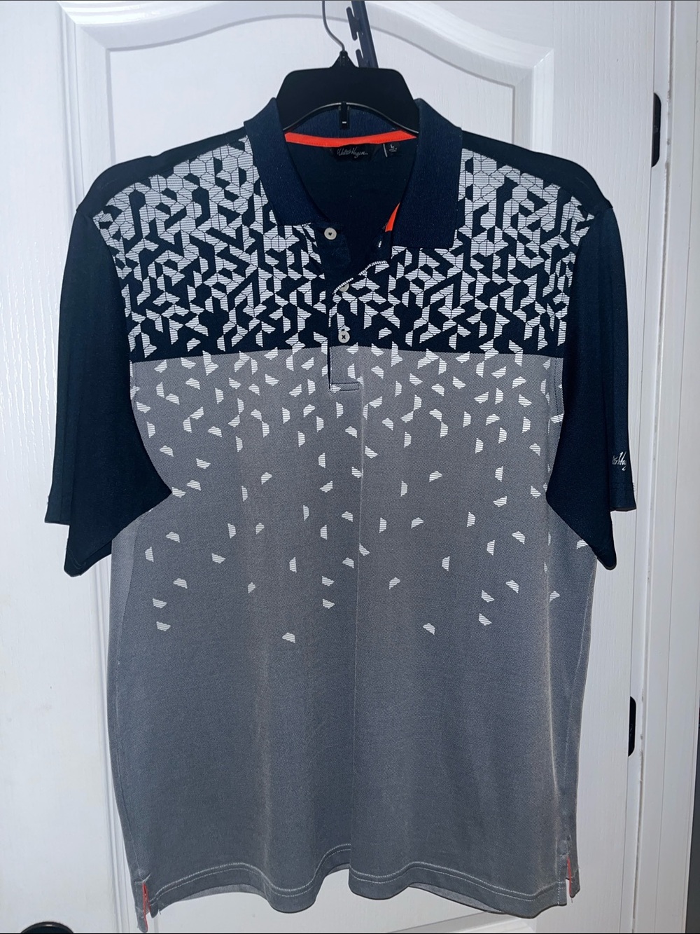 Walter Hagen Men's Black & Gray Geometric Polo